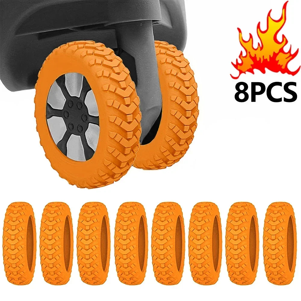 8Pcs Thicken Texture Silicone Wheels Protector Travel Luggage Caster Shoes Reduce Noise Wheels Guard Cover Luggage Accessories