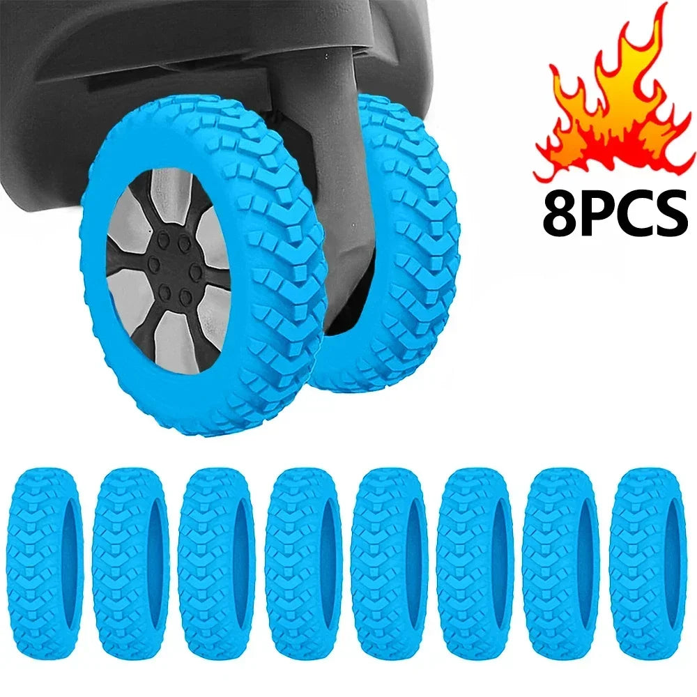 8Pcs Thicken Texture Silicone Wheels Protector Travel Luggage Caster Shoes Reduce Noise Wheels Guard Cover Luggage Accessories