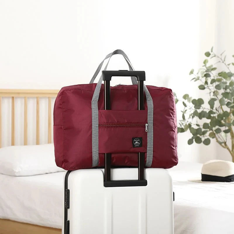 Solid Color Waterproof Folding Travel Bag Lightweight Large Capacity Luggage Bag