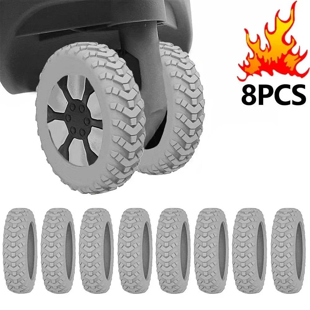 8Pcs Thicken Texture Silicone Wheels Protector Travel Luggage Caster Shoes Reduce Noise Wheels Guard Cover Luggage Accessories