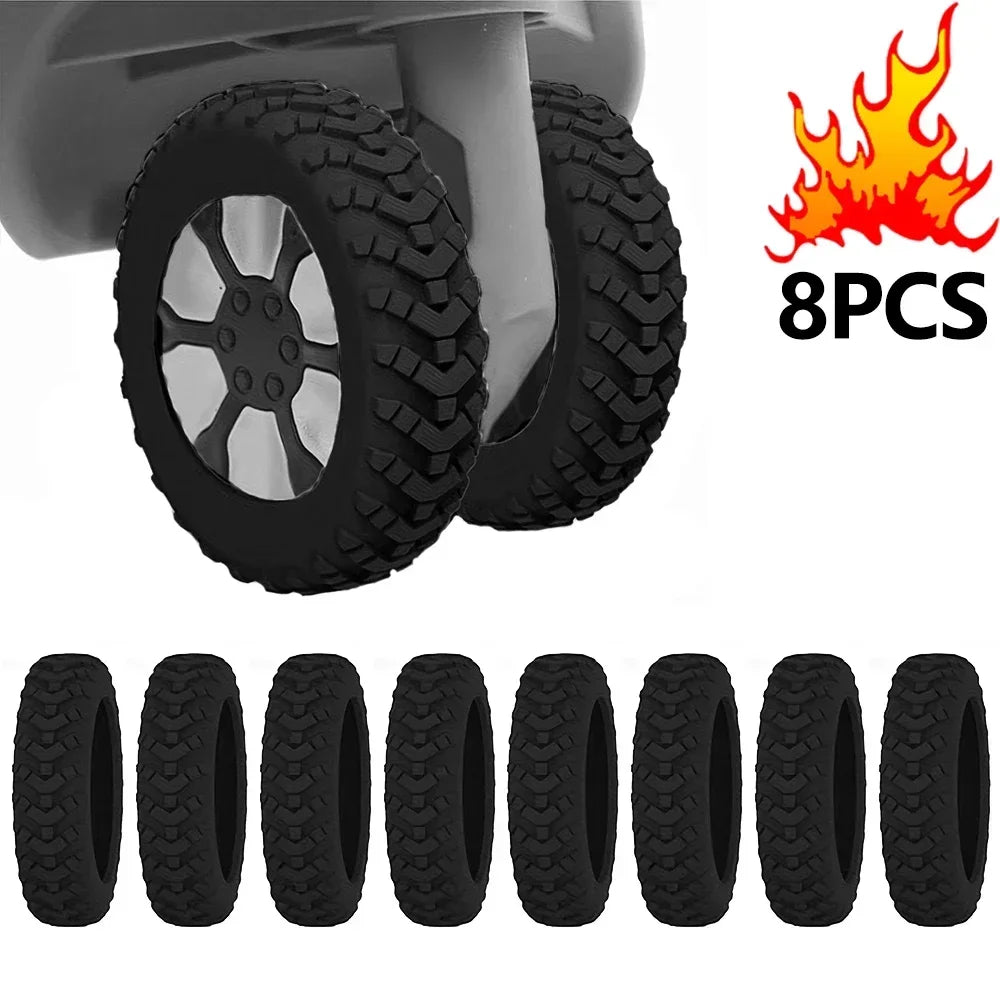 8Pcs Thicken Texture Silicone Wheels Protector Travel Luggage Caster Shoes Reduce Noise Wheels Guard Cover Luggage Accessories