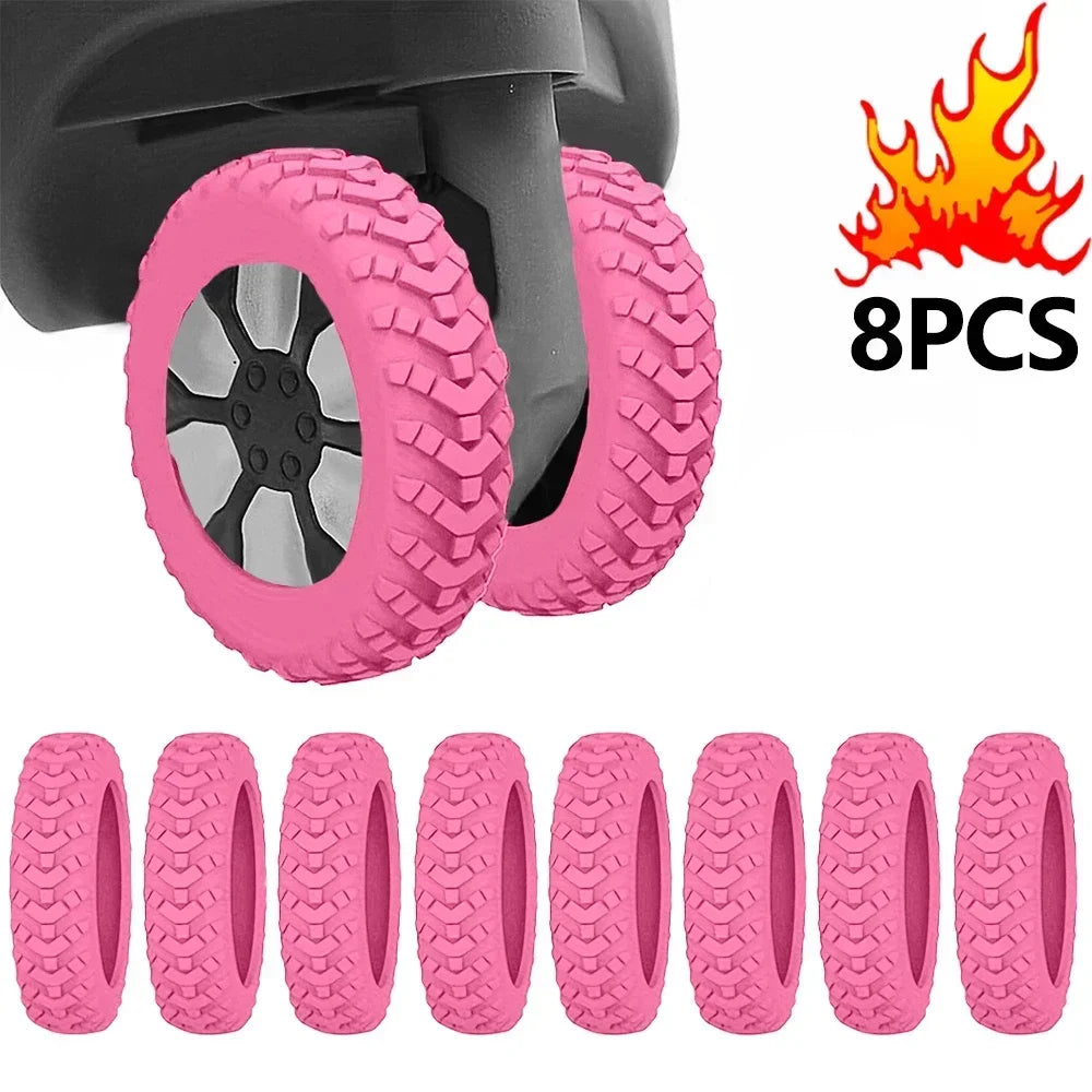 8Pcs Thicken Texture Silicone Wheels Protector Travel Luggage Caster Shoes Reduce Noise Wheels Guard Cover Luggage Accessories