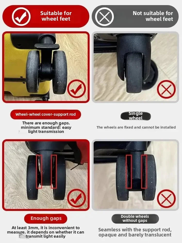 8Pcs Thicken Texture Silicone Wheels Protector Travel Luggage Caster Shoes Reduce Noise Wheels Guard Cover Luggage Accessories