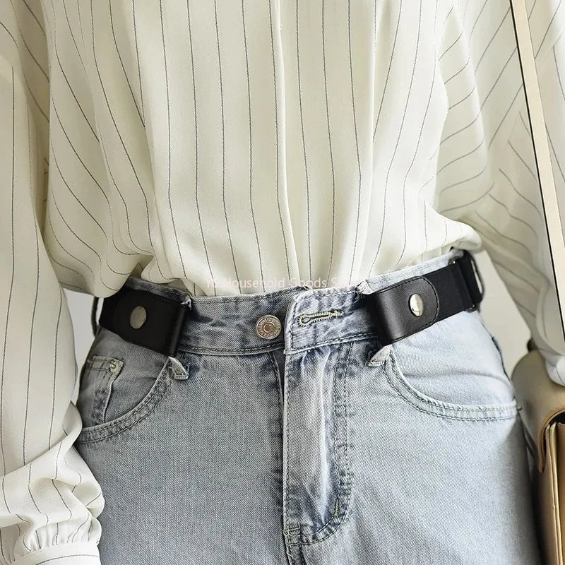 1pc Stretch Elastic Waist Belt Buckle-Free for Jeans Dresses Women Men No Bulge No Hassle Comfortable Fit Waist Belt
