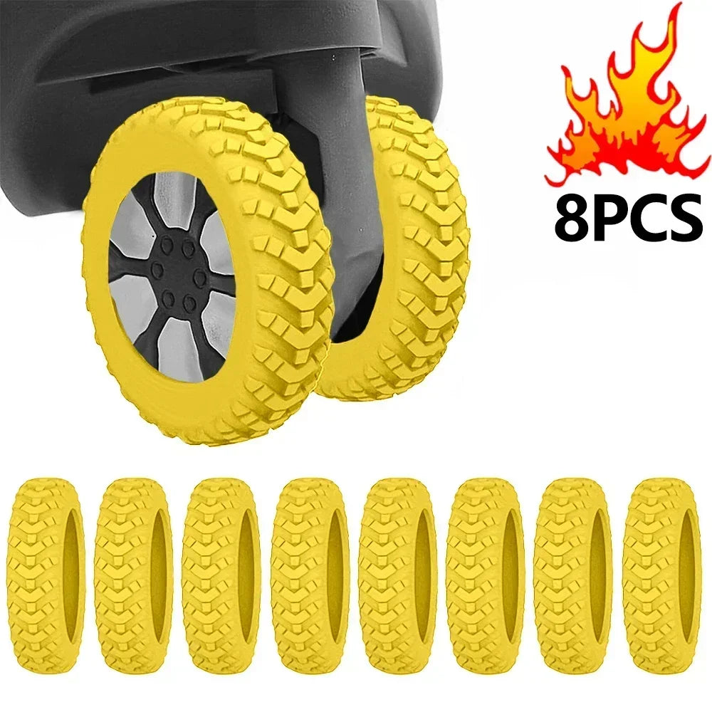 8Pcs Thicken Texture Silicone Wheels Protector Travel Luggage Caster Shoes Reduce Noise Wheels Guard Cover Luggage Accessories