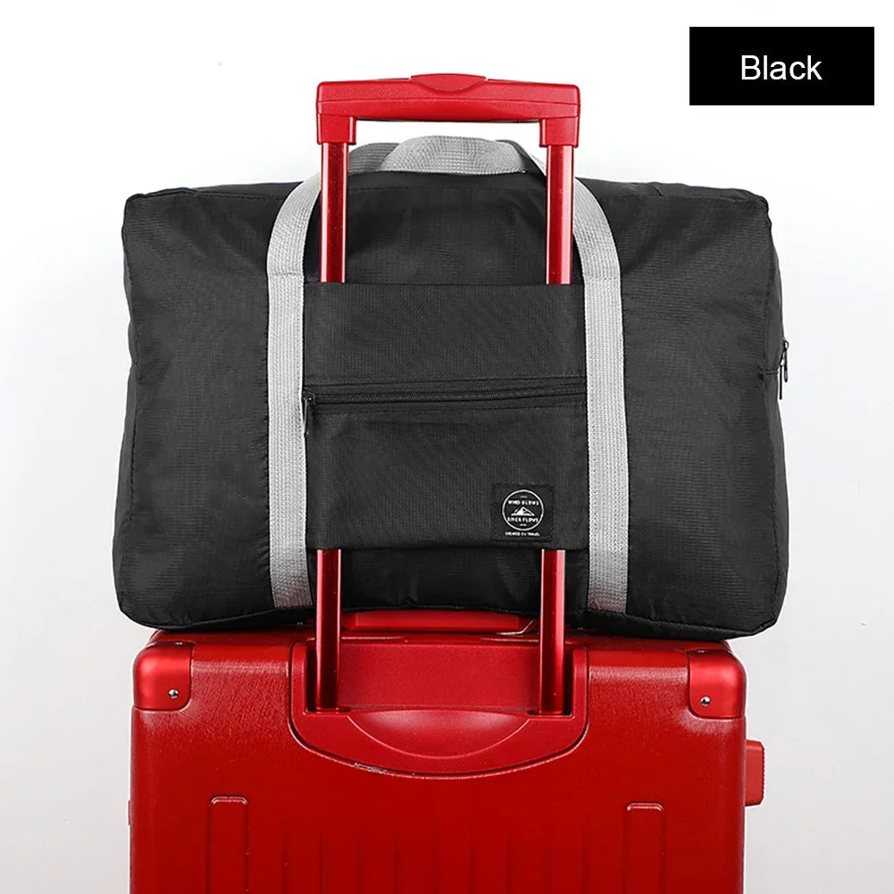 Solid Color Waterproof Folding Travel Bag Lightweight Large Capacity Luggage Bag