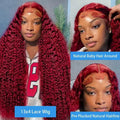 36 38 Inch Burgundy 13x6 hd Lace Frontal Wig Water Wave Curly 13x4 Red Remy Human Hair Brazilian 99J Colored Hair Wigs for Women
