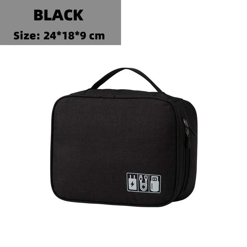 Three Layer Digital Storage Bag Multi-functional Cable Storage Box Portable Waterproof Travel Case for Data Mobile Power Bank
